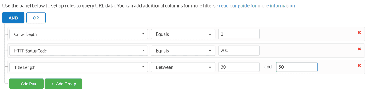 Filtering multiple rules using and