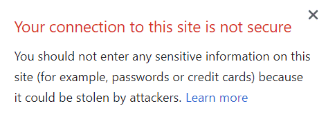 Chrome - connection not secure message