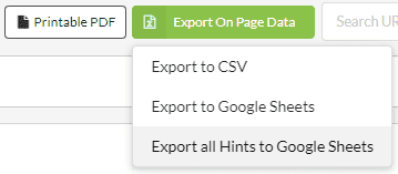 Export all On Page Hints to GSheets