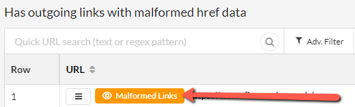 Malformed Links button