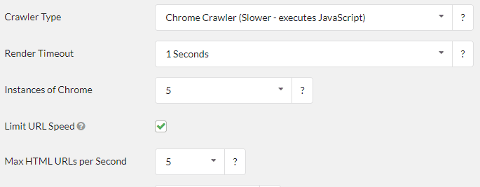 Speed settings with chrome crawler