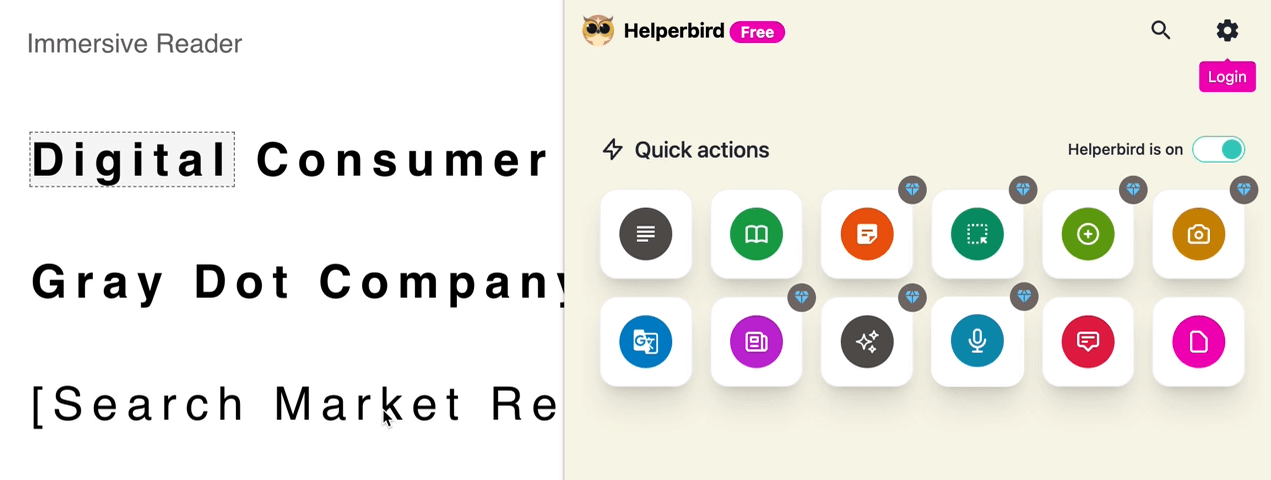 Helperbird screen reader simulator