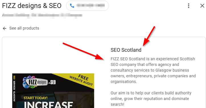 Screenshot of the services section from Fizz Design and SEO’s profile, listing multiple services with brief, compelling descriptions beneath each one, such as web design, SEO strategy, and digital marketing.