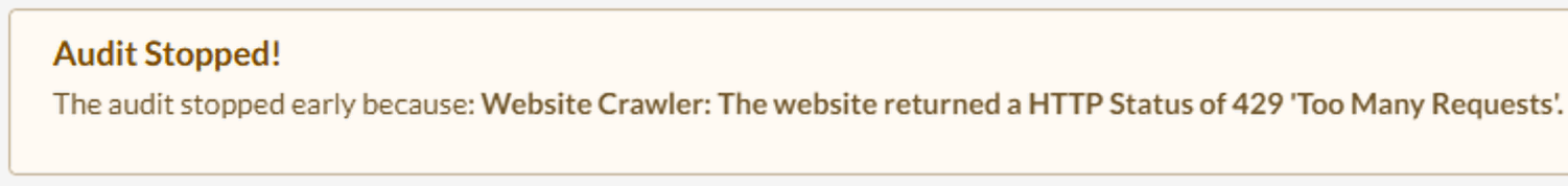 429 response in Sitebulb