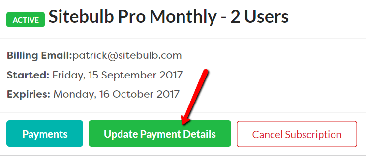 Update Payment Details