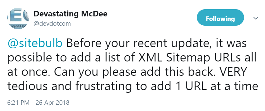 XML Sitemaps Tweet