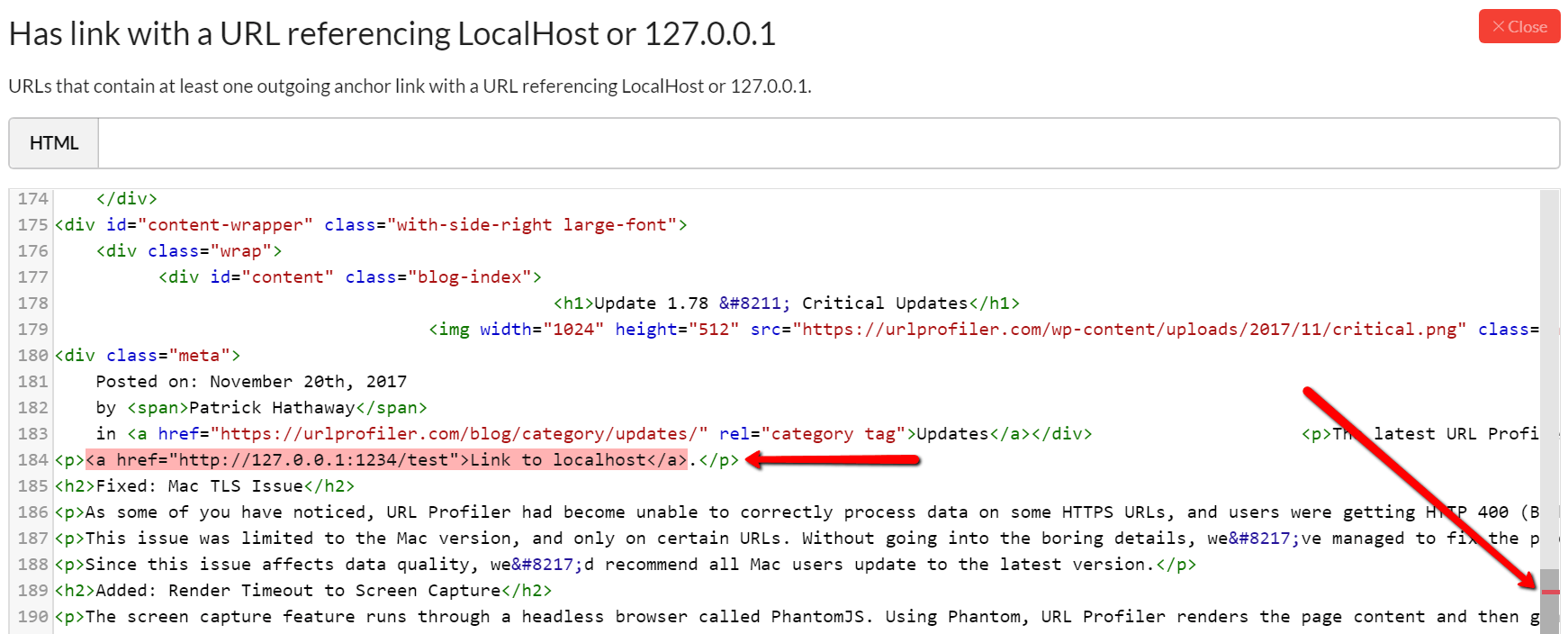 Has Link With A Url Referencing Localhost Or 127 0 0 1 Sitebulb