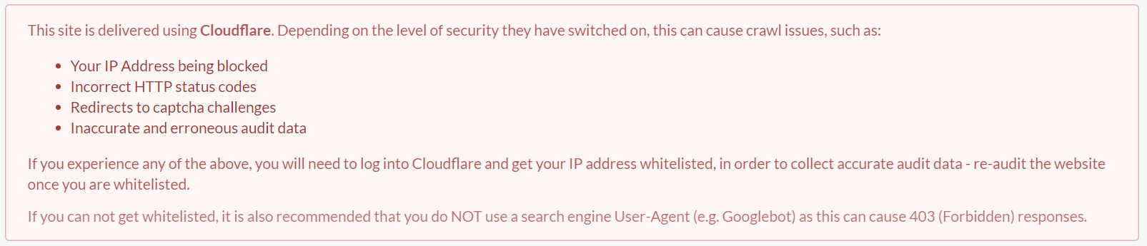 Cloudflare warning