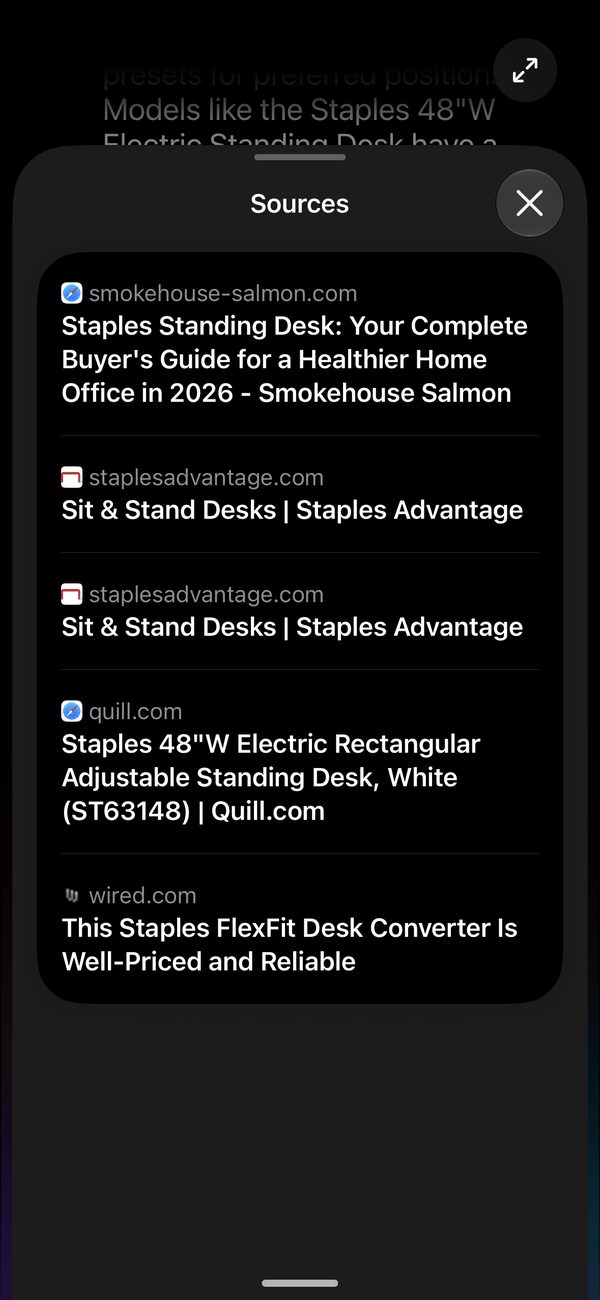 Siri AI search results for the query