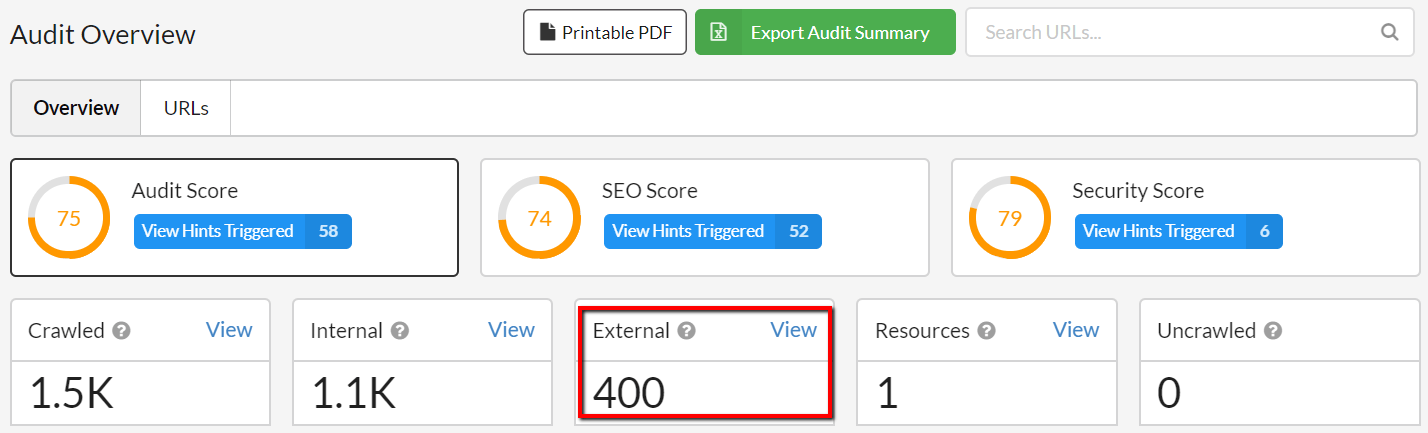EE Example audit overview
