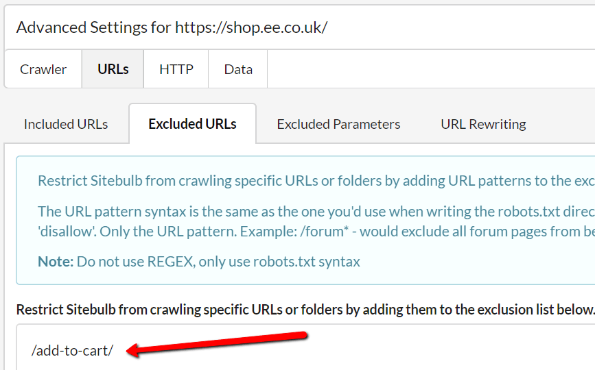 Exclude specific URL paths