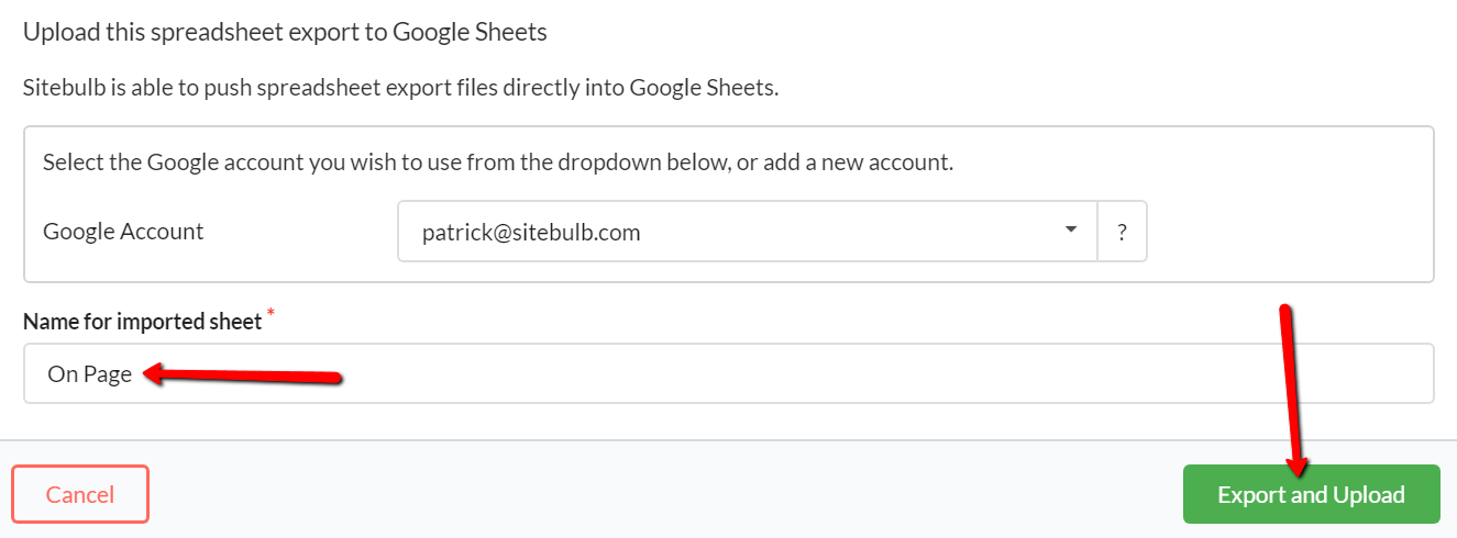 Upload to Sheets