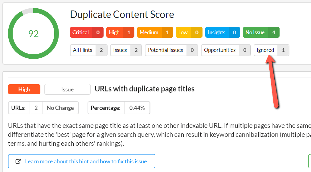 Score affected hint ignored