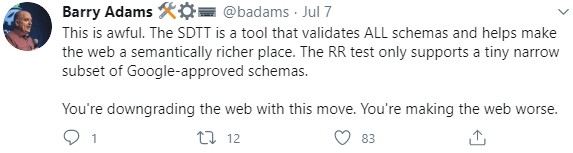 Barry Adams tweet on structured data