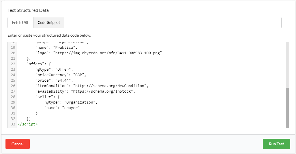 Code Snippet Option