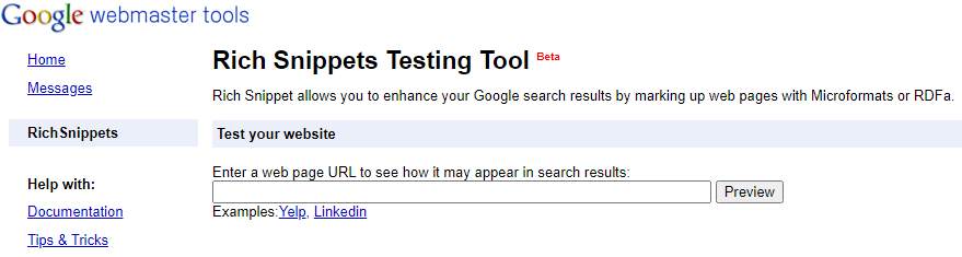 Original Rich Snippets Testing Tool
