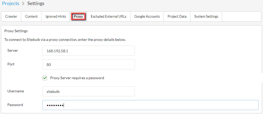 Setting a global proxy connection