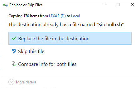 Replace the file