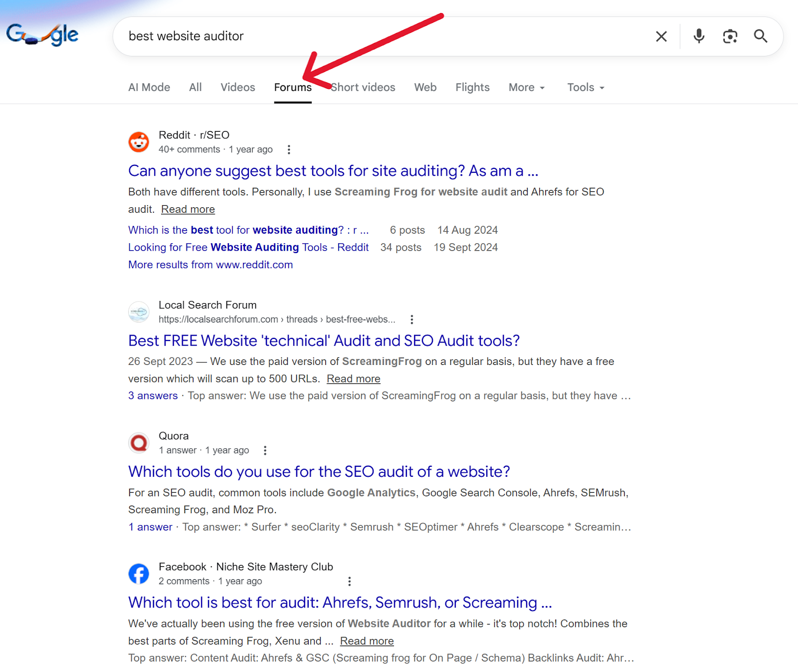 Google search results for 