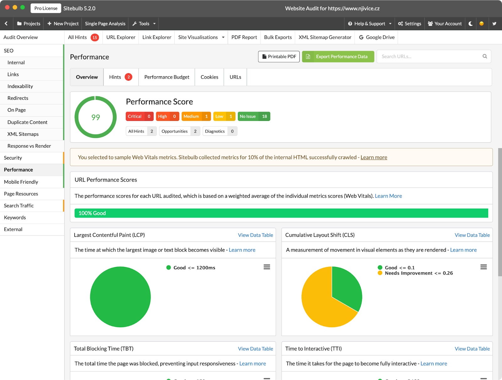 A screenshot of Sitebulb