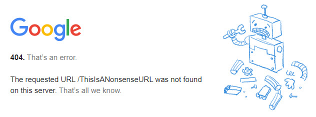 Google lỗi 404
