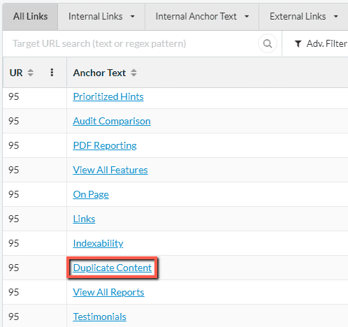 Duplicate Content link exploration