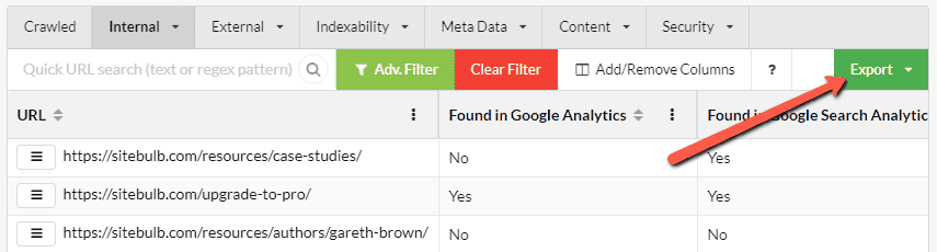 Export to CSV or Sheets