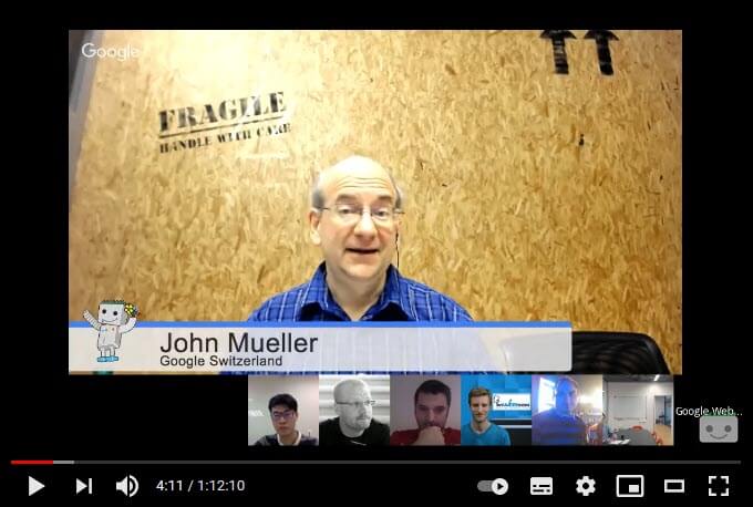 john mueller google webmaster hangout screenshot