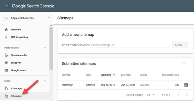 xml sitemap in GSC