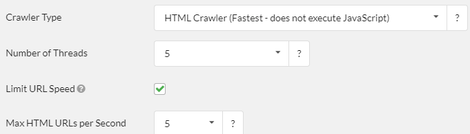 Speed Settings HTML Crawler
