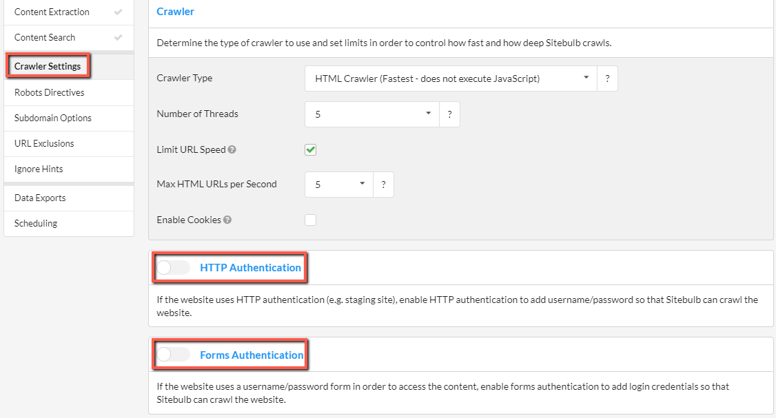 Authentication options