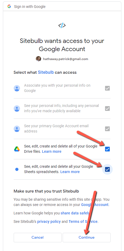 Google Sheets authentication