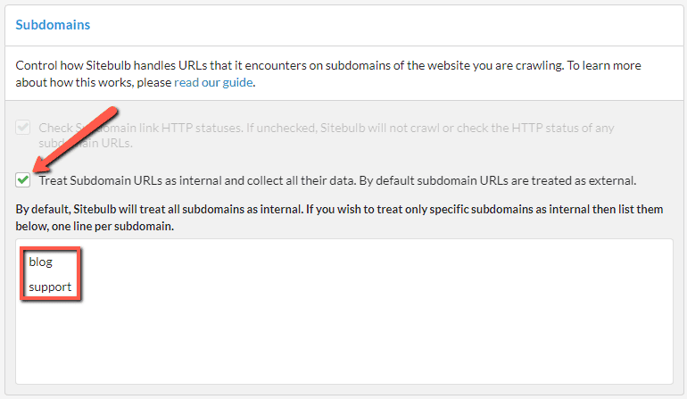 Treat subdomains as internal