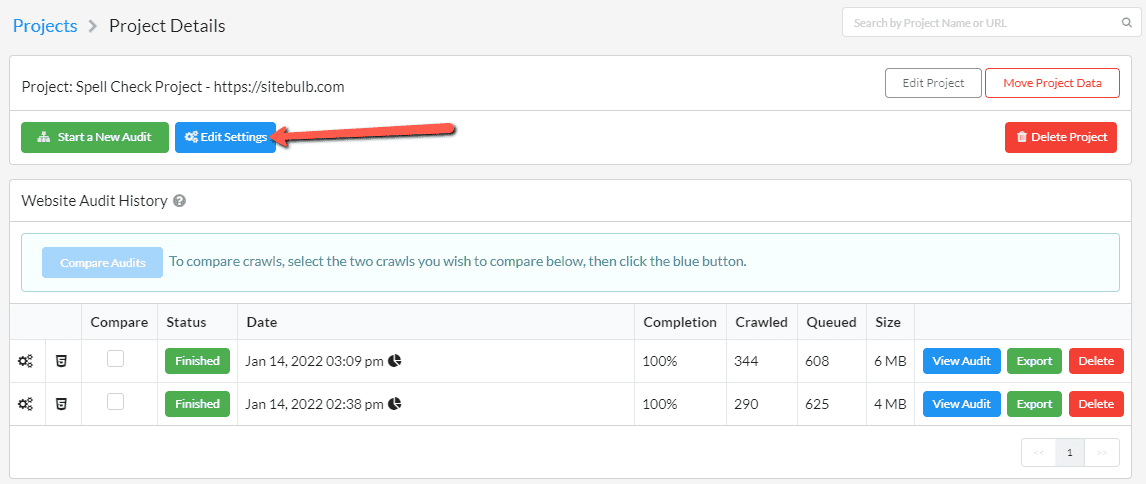 Edit Project Settings