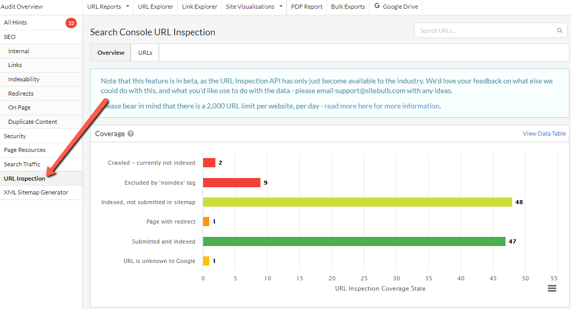 Search Console URL Inspection