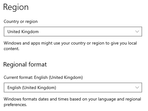 Set region correctly