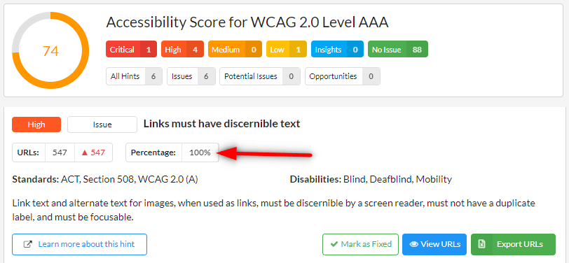 Hint with 100 percent coverage