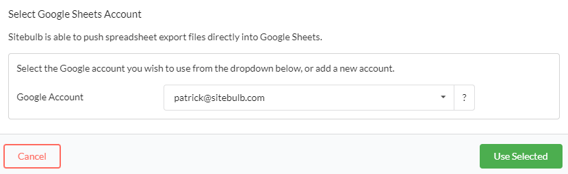 User Google Sheets account