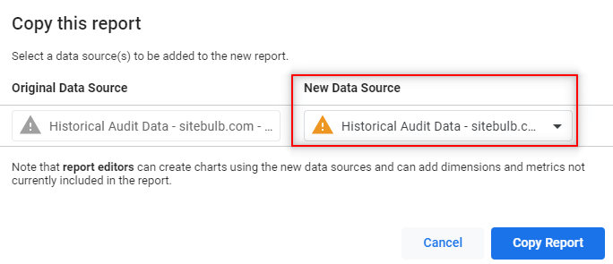 selecting a new data source