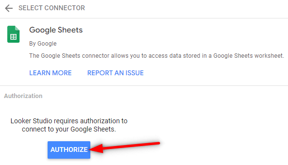 Authorize Google Sheets Connector