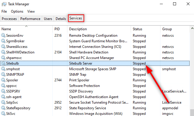 Sitebulb Service Stopped