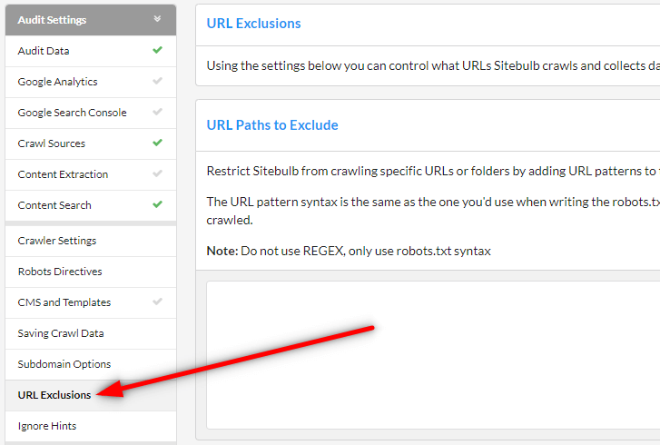 URL Exclusions