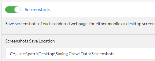 Screenshots save directory