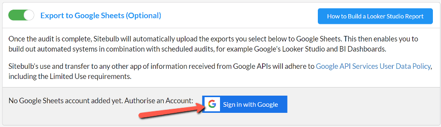 Sheet Exports - Add Google Account
