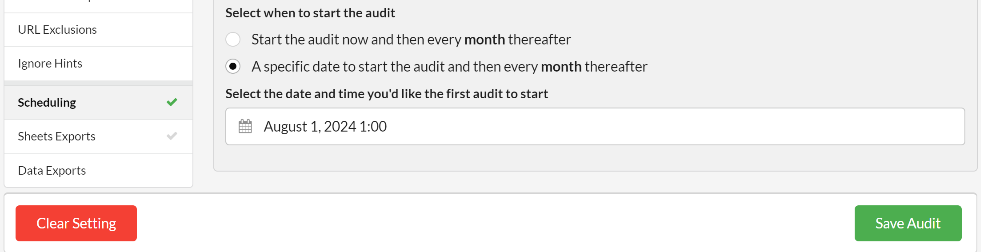 save scheduled audit