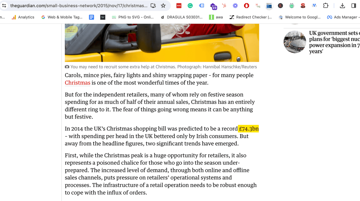 screenshot of The Guardian article with highlighted monetary figure, reportedly a nofollow link