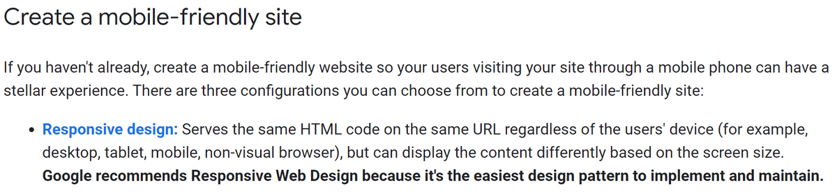 screenshot from Google on how to create a mobile-friendly site