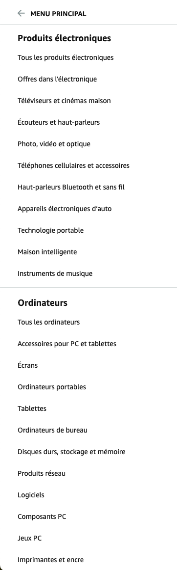 Amazon Canada Subcategories 