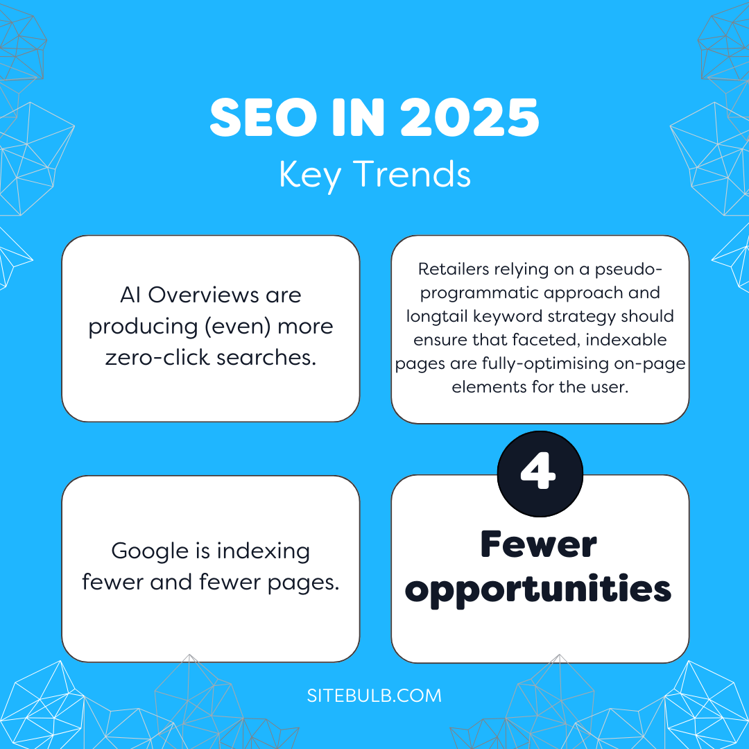 3 points about there being fewer opportunities to win in SEO in 2025