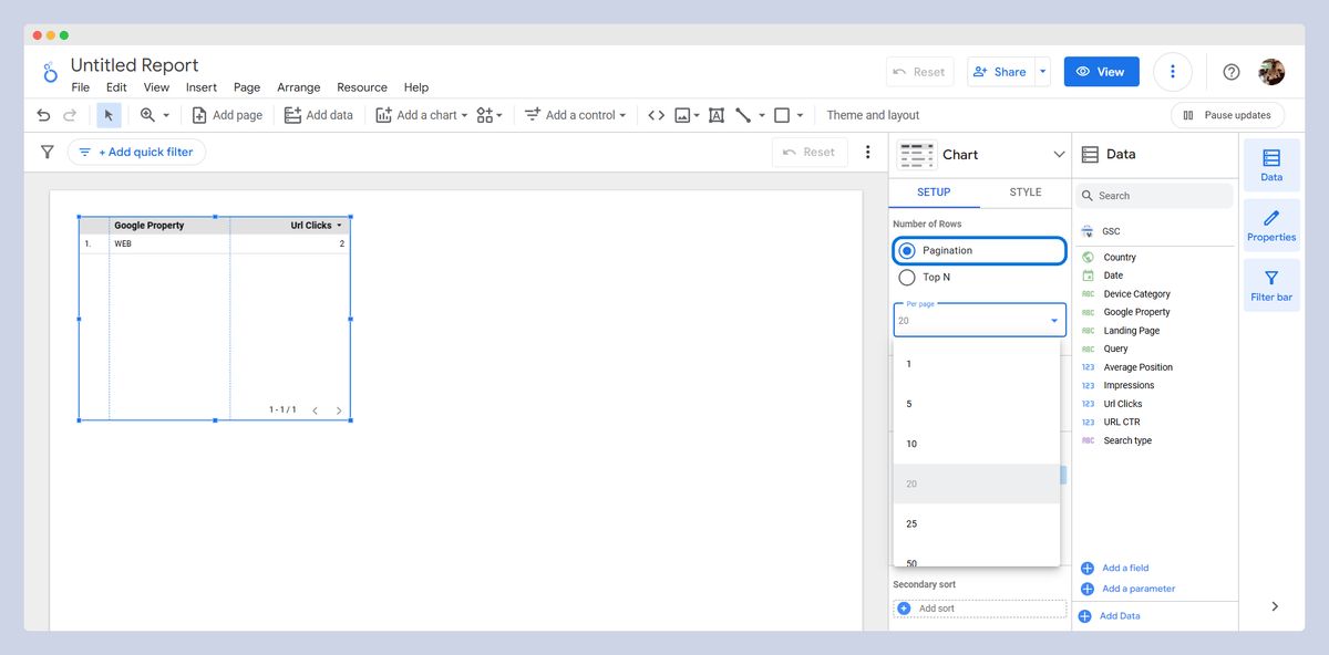 Improve dashboard load speed by using pagination